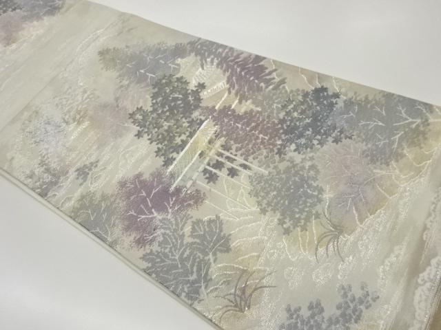 寺院風景模様織出し袋帯